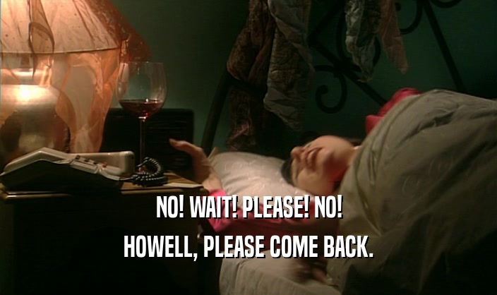 NO! WAIT! PLEASE! NO! HOWELL, PLEASE COME BACK. 