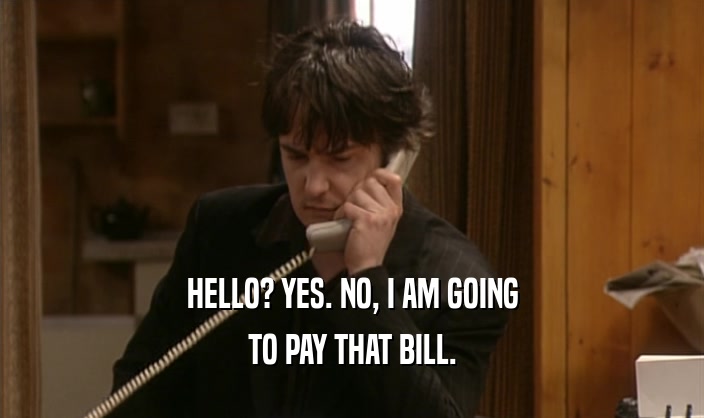 HELLO? YES. NO, I AM GOING TO PAY THAT BILL. 