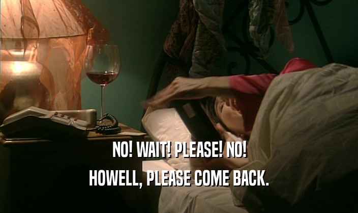 NO! WAIT! PLEASE! NO! HOWELL, PLEASE COME BACK. 