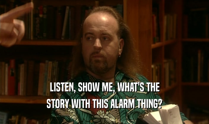 LISTEN, SHOW ME, WHAT'S THE
 STORY WITH THIS ALARM THING?
 