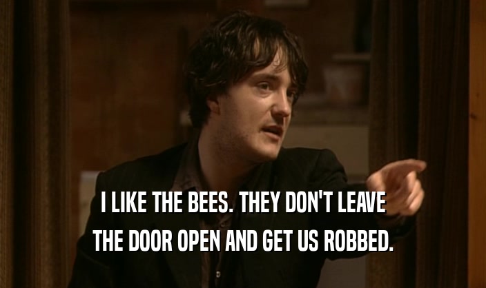 I LIKE THE BEES. THEY DON'T LEAVE
 THE DOOR OPEN AND GET US ROBBED.
 