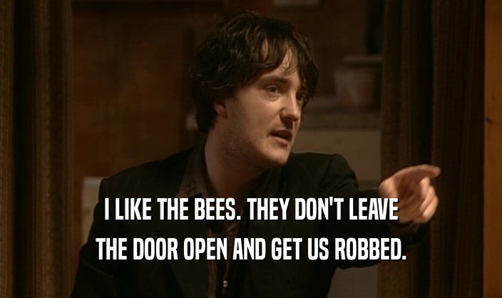I LIKE THE BEES. THEY DON'T LEAVE THE DOOR OPEN AND GET US ROBBED. 