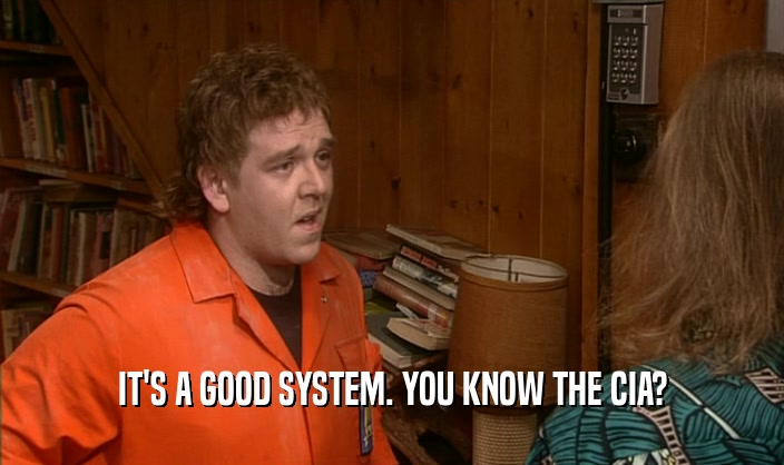 IT'S A GOOD SYSTEM. YOU KNOW THE CIA?  