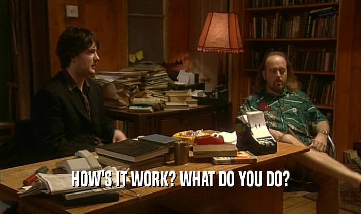 HOW'S IT WORK? WHAT DO YOU DO?  