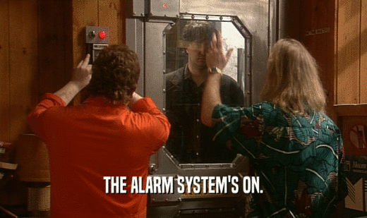 THE ALARM SYSTEM'S ON.
  