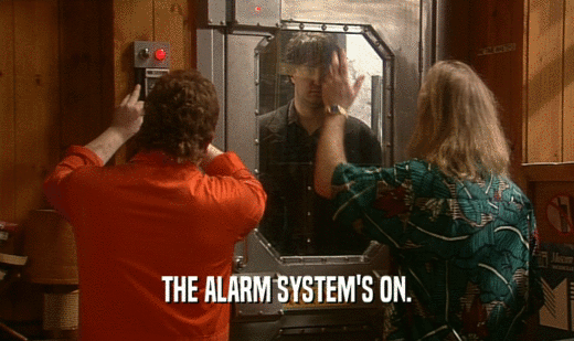 THE ALARM SYSTEM'S ON.  