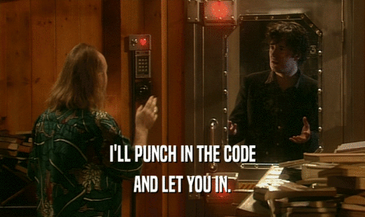 I'LL PUNCH IN THE CODE AND LET YOU IN. 