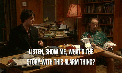 LISTEN, SHOW ME, WHAT'S THE STORY WITH THIS ALARM THING? 