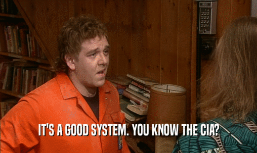 IT'S A GOOD SYSTEM. YOU KNOW THE CIA?  