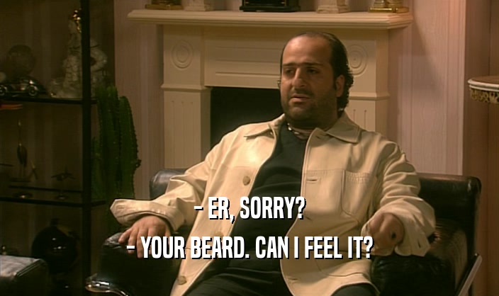 - ER, SORRY? - YOUR BEARD. CAN I FEEL IT? 