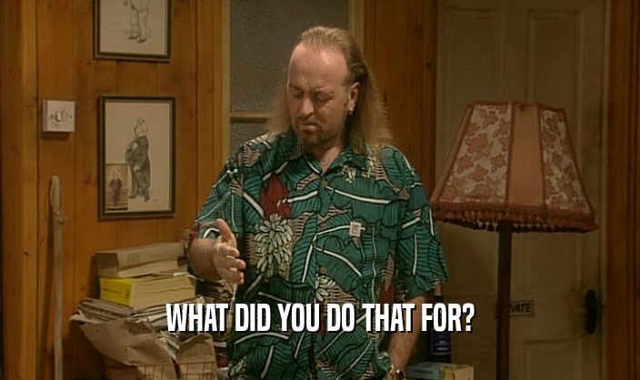WHAT DID YOU DO THAT FOR?  