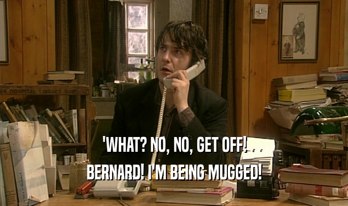 'WHAT? NO, NO, GET OFF! BERNARD! I'M BEING MUGGED! 