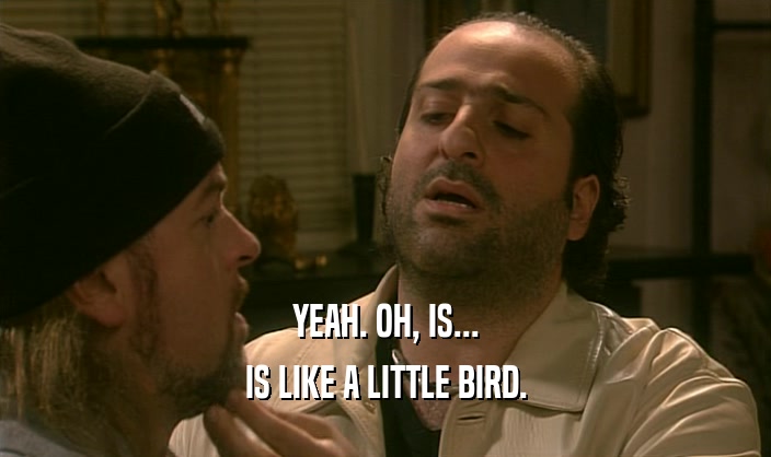 YEAH. OH, IS... IS LIKE A LITTLE BIRD. 