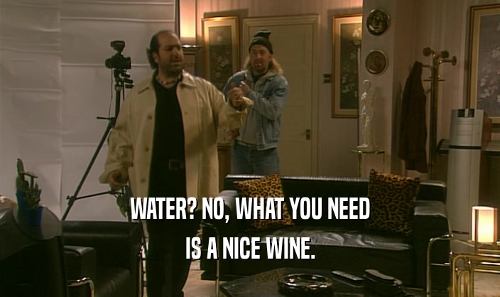 WATER? NO, WHAT YOU NEED IS A NICE WINE. 