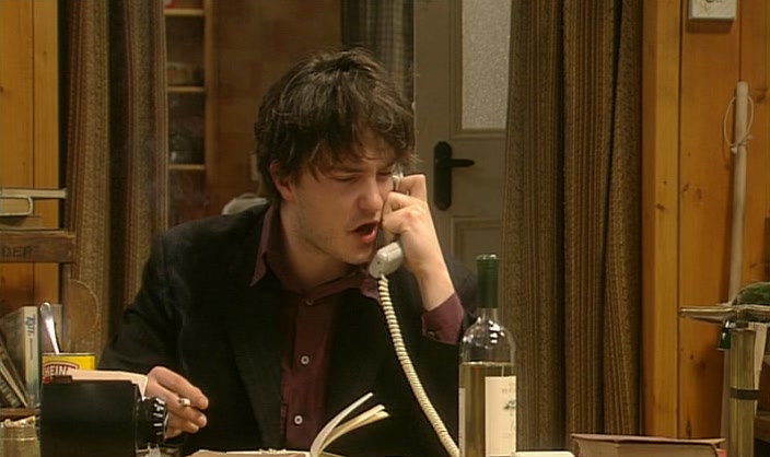 HE CAN'T TALK, HE HAS TO DO HIS CHORES. 