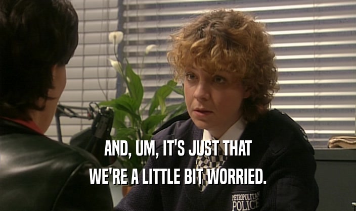 AND, UM, IT'S JUST THAT WE'RE A LITTLE BIT WORRIED. 