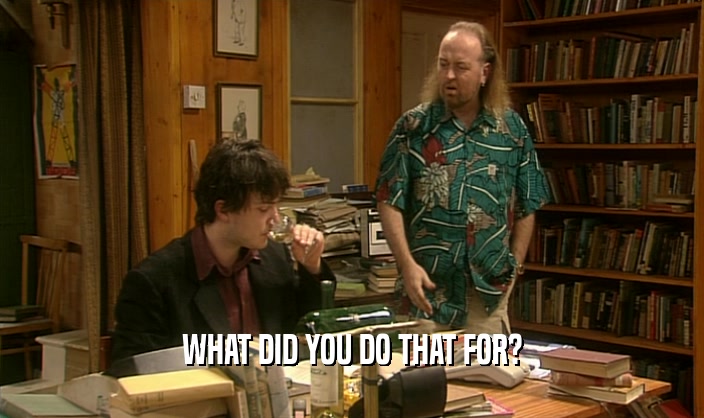 WHAT DID YOU DO THAT FOR?  