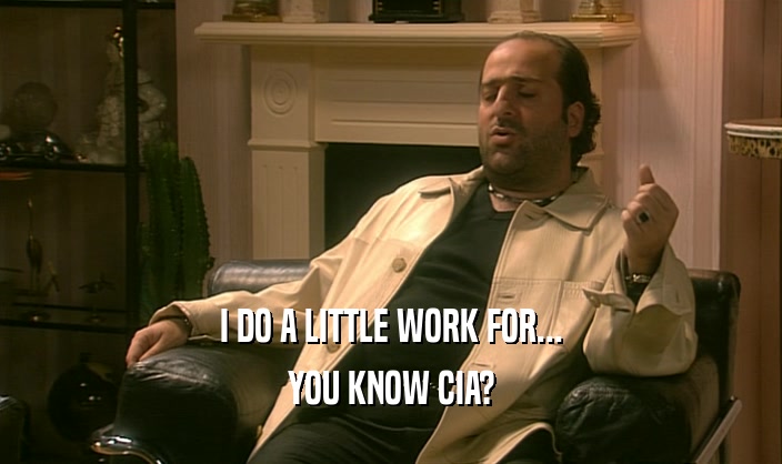 I DO A LITTLE WORK FOR... YOU KNOW CIA? 