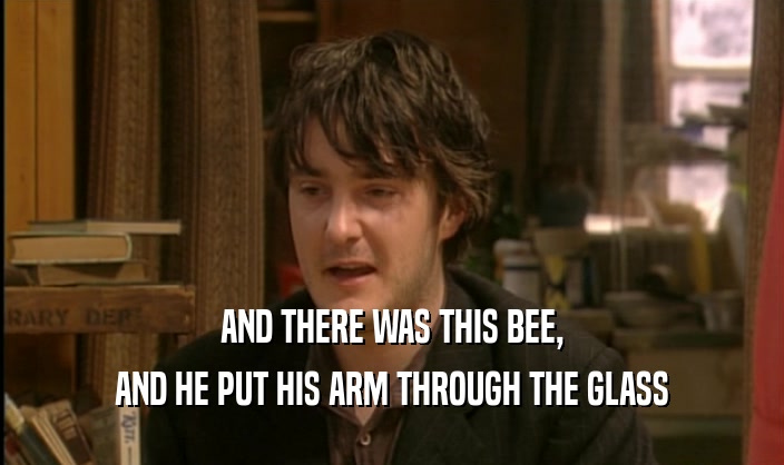 AND THERE WAS THIS BEE,
 AND HE PUT HIS ARM THROUGH THE GLASS
 