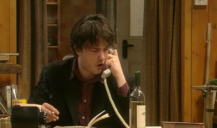 HE CAN'T TALK, HE HAS TO DO HIS CHORES. 