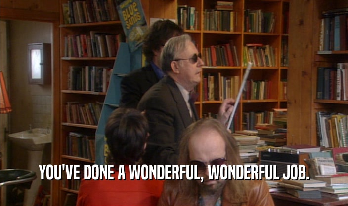 YOU'VE DONE A WONDERFUL, WONDERFUL JOB.  