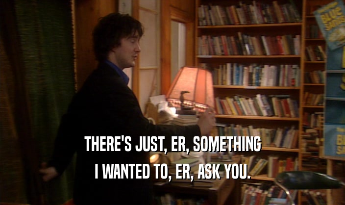 THERE'S JUST, ER, SOMETHING I WANTED TO, ER, ASK YOU. 