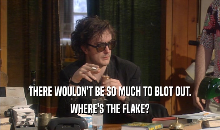 THERE WOULDN'T BE SO MUCH TO BLOT OUT. WHERE'S THE FLAKE? 