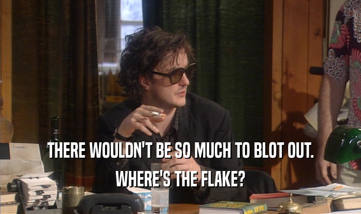 THERE WOULDN'T BE SO MUCH TO BLOT OUT. WHERE'S THE FLAKE? 
