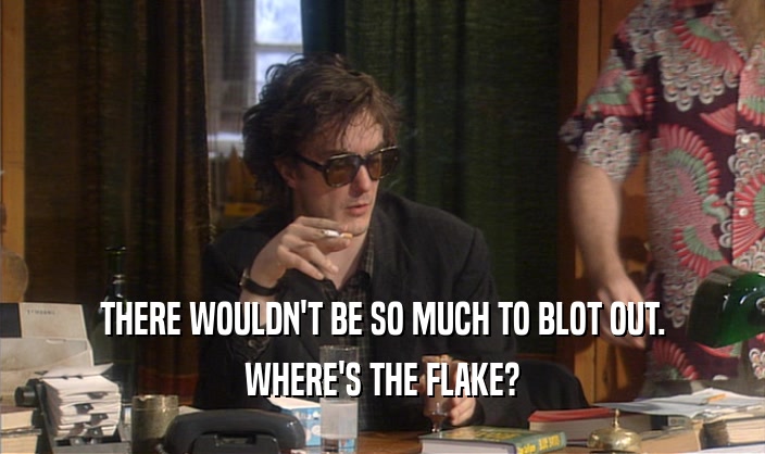 THERE WOULDN'T BE SO MUCH TO BLOT OUT. WHERE'S THE FLAKE? 