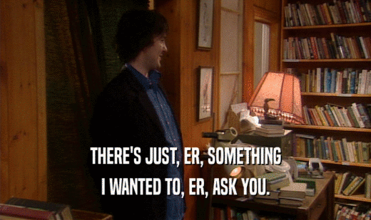 THERE'S JUST, ER, SOMETHING I WANTED TO, ER, ASK YOU. 