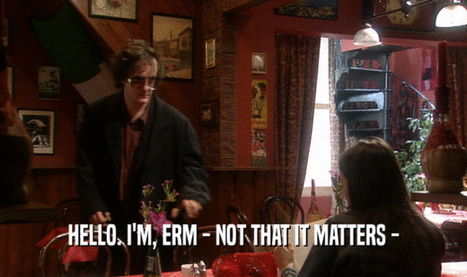 HELLO. I'M, ERM - NOT THAT IT MATTERS -  