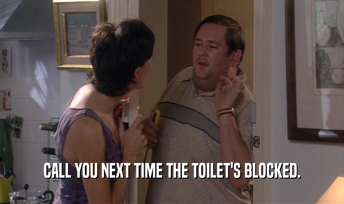 CALL YOU NEXT TIME THE TOILET'S BLOCKED.  
