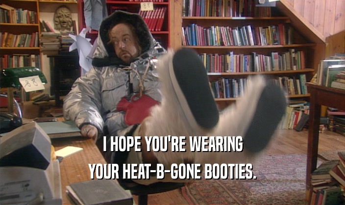 I HOPE YOU'RE WEARING
 YOUR HEAT-B-GONE BOOTIES.
 
