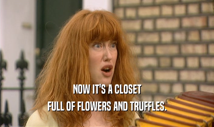 NOW IT'S A CLOSET
 FULL OF FLOWERS AND TRUFFLES.
 