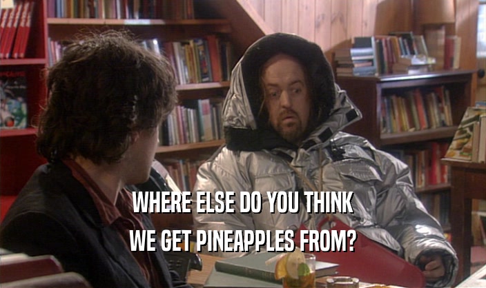WHERE ELSE DO YOU THINK
 WE GET PINEAPPLES FROM?
 