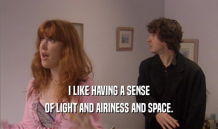 I LIKE HAVING A SENSE OF LIGHT AND AIRINESS AND SPACE. 