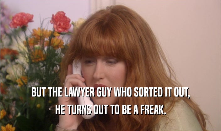 BUT THE LAWYER GUY WHO SORTED IT OUT, HE TURNS OUT TO BE A FREAK. 