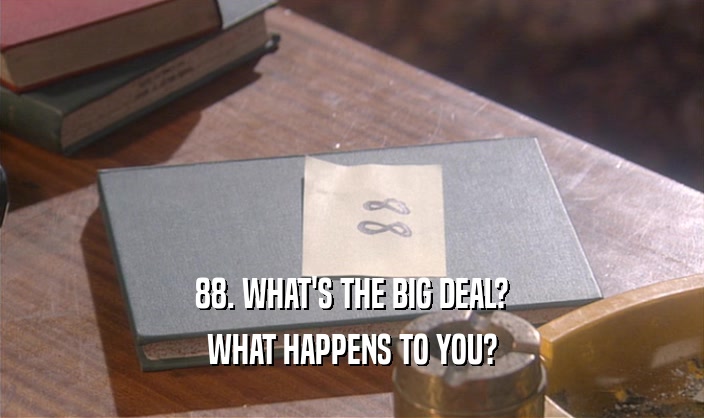 88. WHAT'S THE BIG DEAL? WHAT HAPPENS TO YOU? 