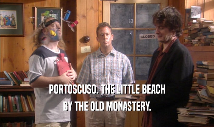 PORTOSCUSO. THE LITTLE BEACH BY THE OLD MONASTERY. 
