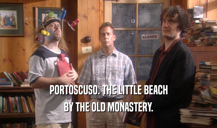 PORTOSCUSO. THE LITTLE BEACH BY THE OLD MONASTERY. 