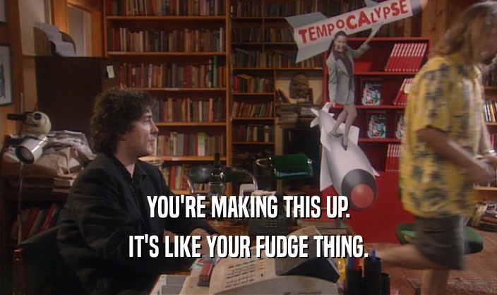 YOU'RE MAKING THIS UP. IT'S LIKE YOUR FUDGE THING. 