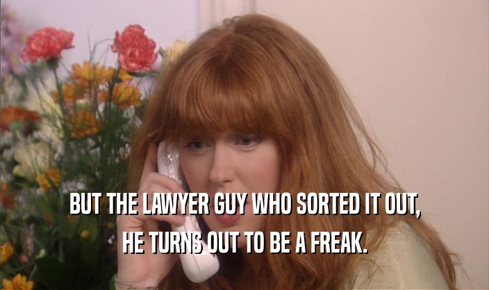 BUT THE LAWYER GUY WHO SORTED IT OUT, HE TURNS OUT TO BE A FREAK. 