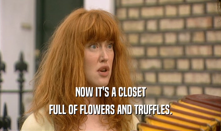 NOW IT'S A CLOSET
 FULL OF FLOWERS AND TRUFFLES.
 