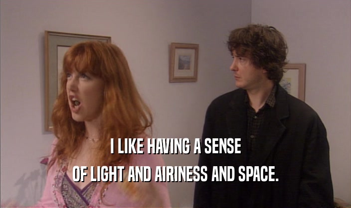 I LIKE HAVING A SENSE OF LIGHT AND AIRINESS AND SPACE. 