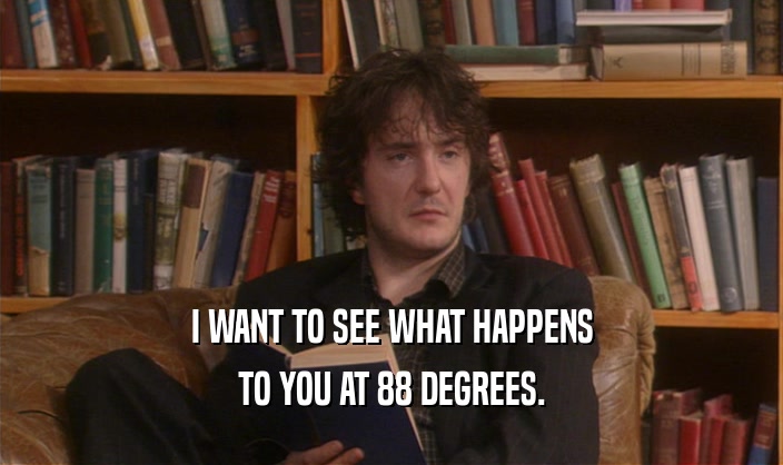 I WANT TO SEE WHAT HAPPENS TO YOU AT 88 DEGREES. 