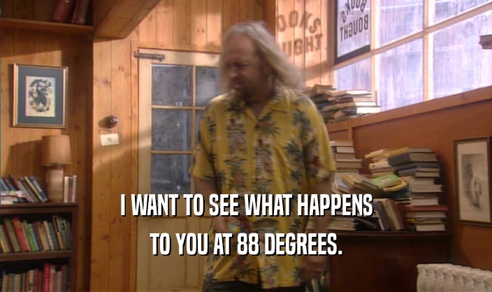 I WANT TO SEE WHAT HAPPENS TO YOU AT 88 DEGREES. 