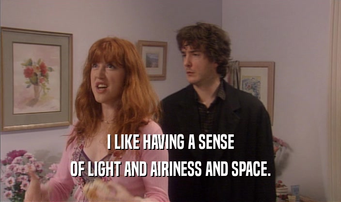 I LIKE HAVING A SENSE OF LIGHT AND AIRINESS AND SPACE. 