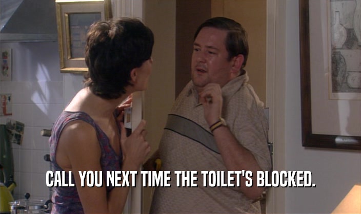 CALL YOU NEXT TIME THE TOILET'S BLOCKED.  