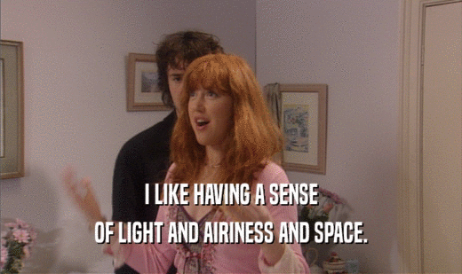 I LIKE HAVING A SENSE OF LIGHT AND AIRINESS AND SPACE. 