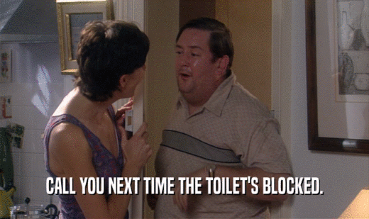 CALL YOU NEXT TIME THE TOILET'S BLOCKED.
  